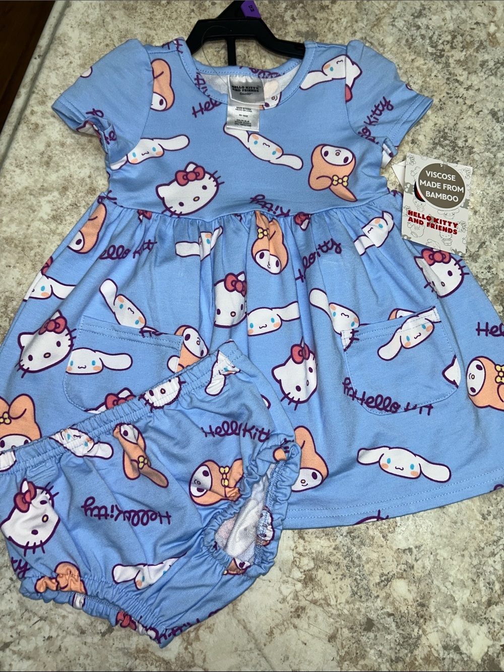 Hello Kitty Light Blue Printed Dress with Bloomers